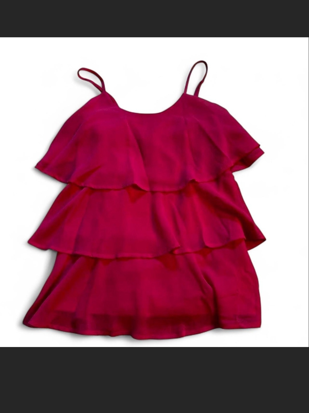 Tiered Spaghetti-Strap Top - Raspberry red